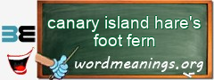 WordMeaning blackboard for canary island hare's foot fern